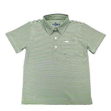 Inshore Performance Stripe SS Polo/ Green Stripe