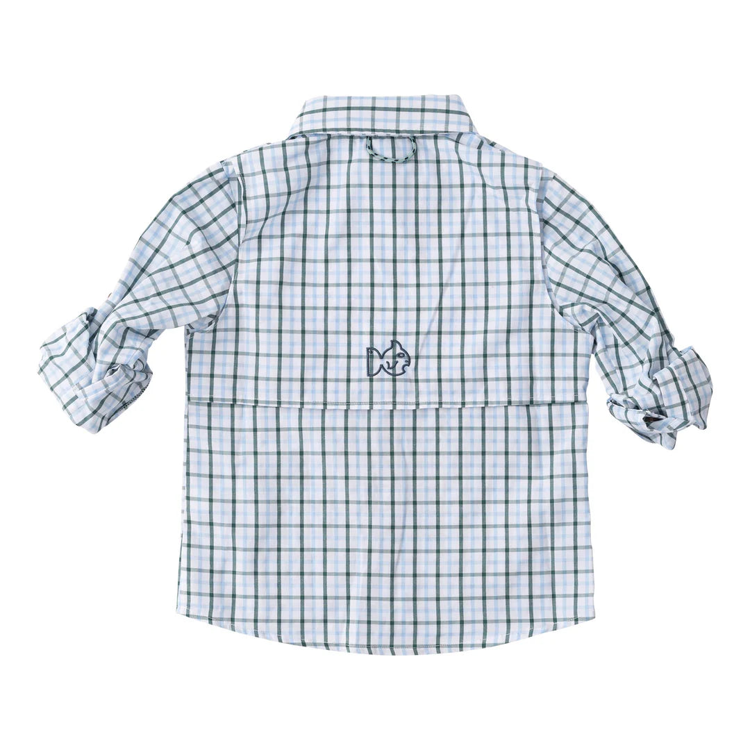 Founders Fishing Shirt- Posy Green/Powder Blue Windowpane