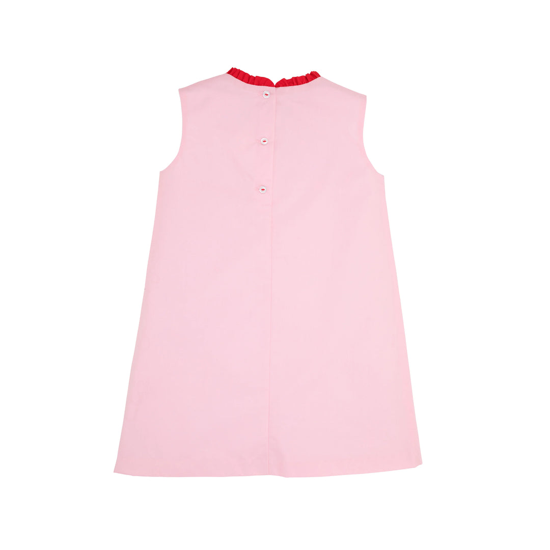 Lizzie's Luxe Leisure Dress- Pier Party Pink-Mini Gingham Apple Applique