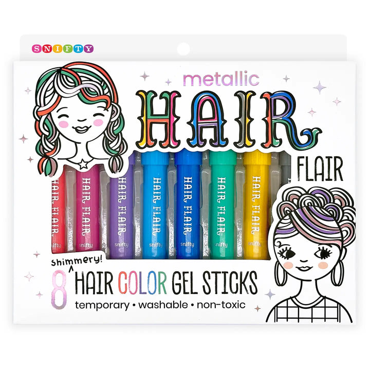 Hair Flair Metallic Shimmery Hair Color Gel- Sticks Set of 8