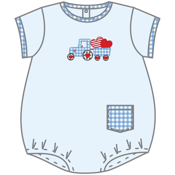 Tractor- Full of Love Applique Bubble