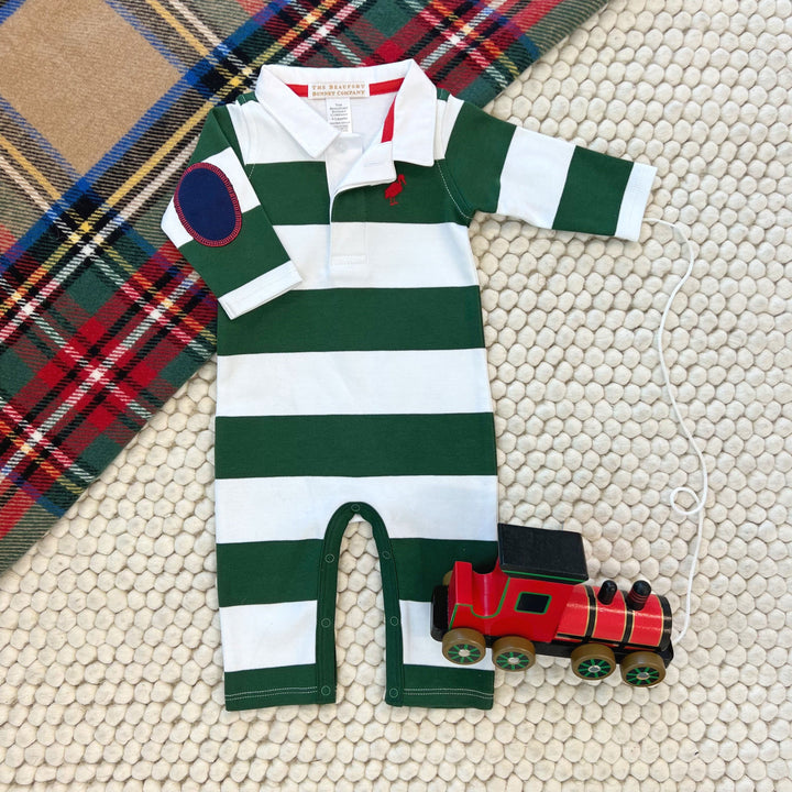 Sir Proper's Rugby Romper- Grier Green Rugby Stripe