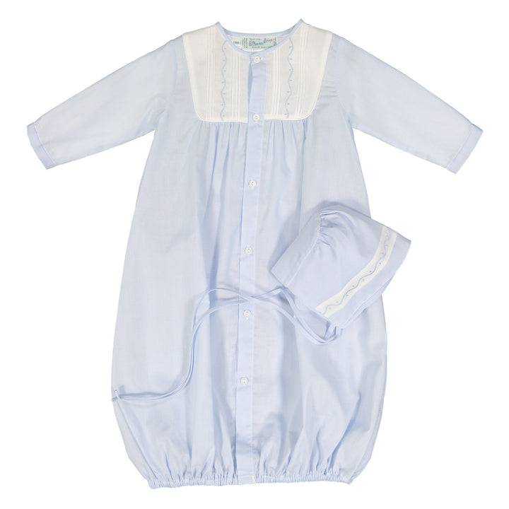 Boys Pleated Yoke Take Me Home Gown-Blue/White