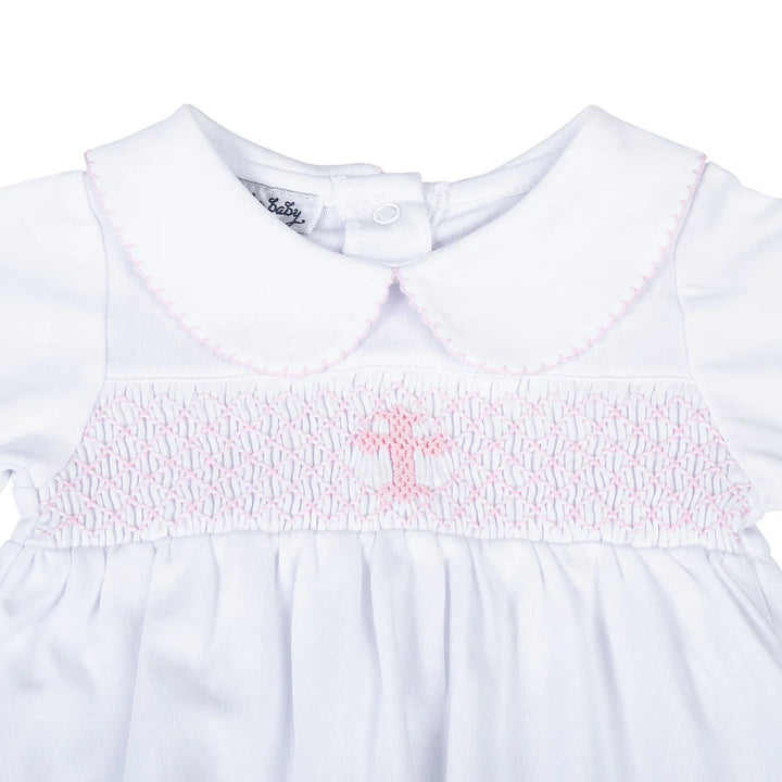 Blessed Smocked LS Gown- Pink