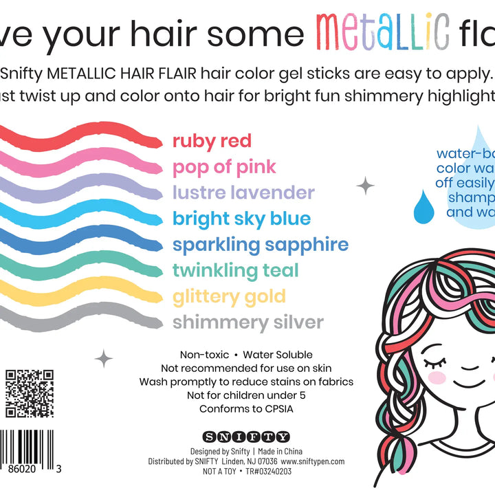 Hair Flair Metallic Shimmery Hair Color Gel- Sticks Set of 8