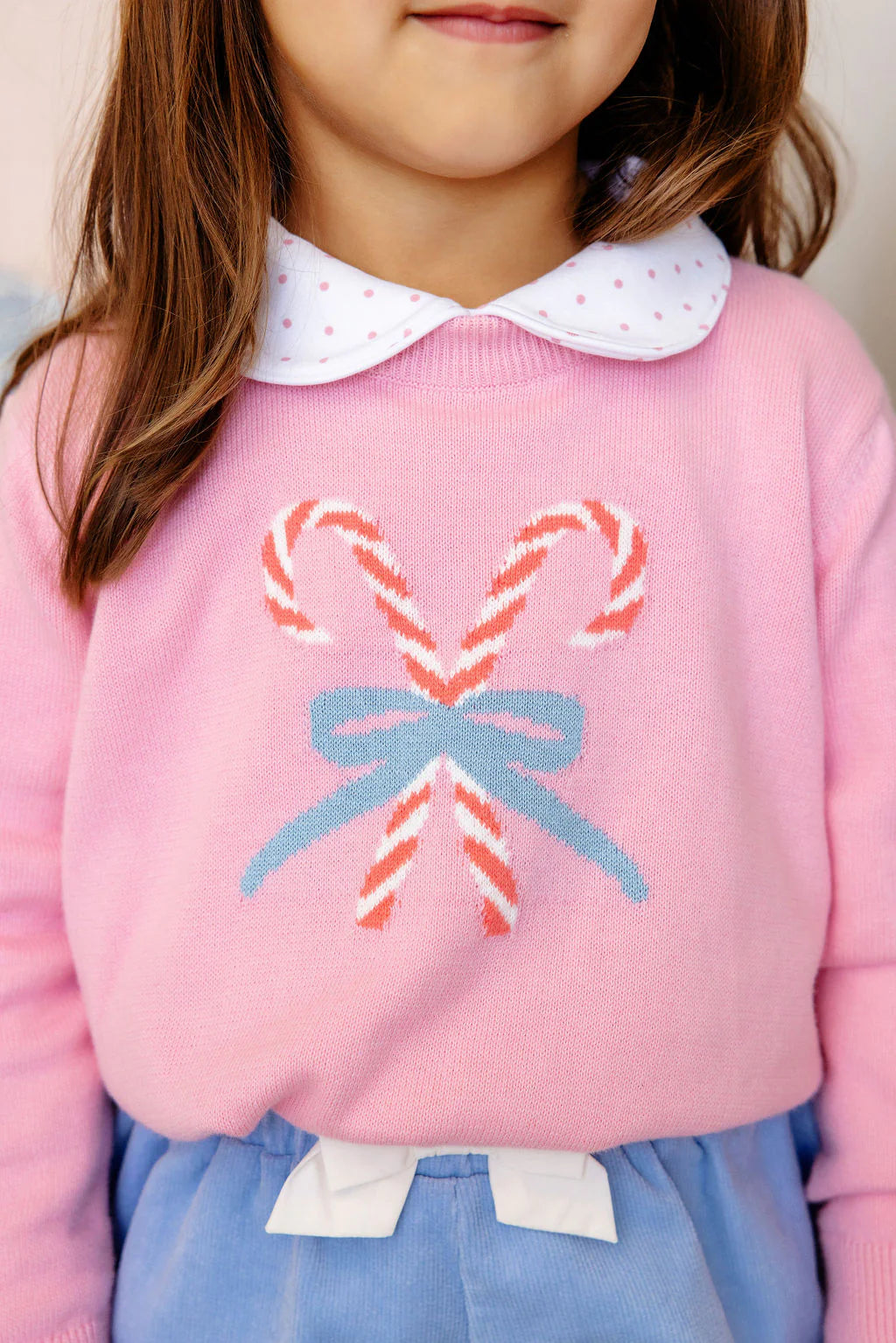 Isabelle's Intarsia Sweater- Hamptons Hot Pink/Candy Canes