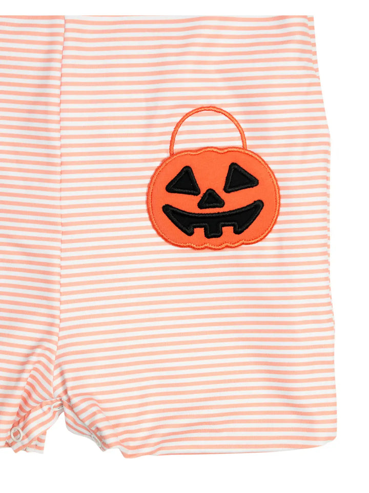 Jackolantern Pockets Striped Knit Shortall