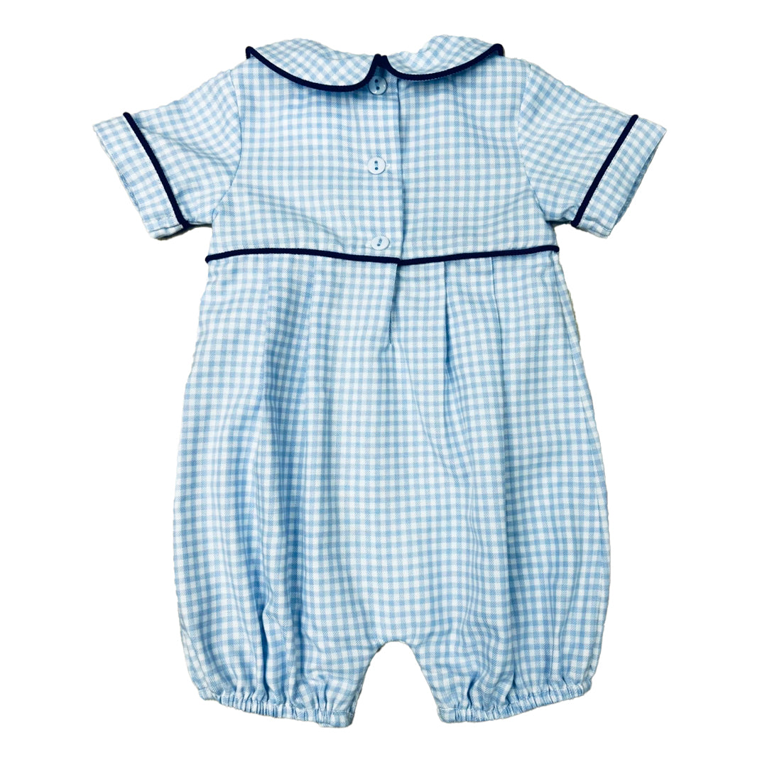Blue Plaid Boy's Romper