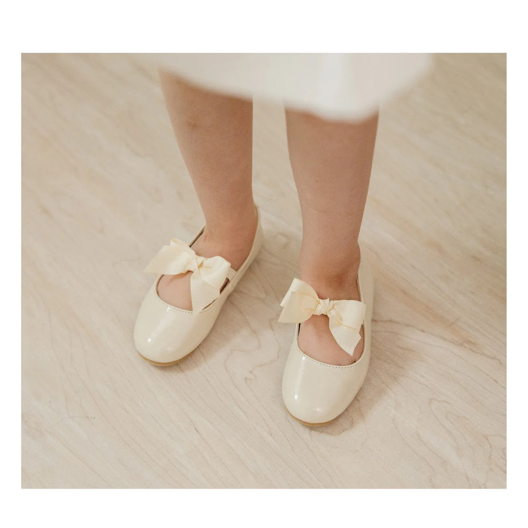 Amelia Bow Flat- Patent Cream