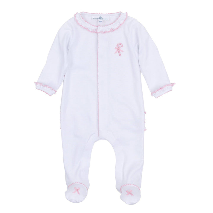 Sweet Peppermint Embroidered Ruffle Footie