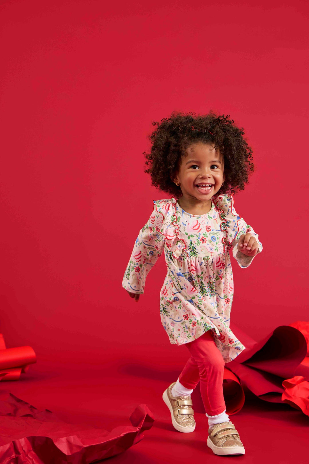 Magnetic Dress with Ruffles and Leggings Set- Sugar Plum Dreams