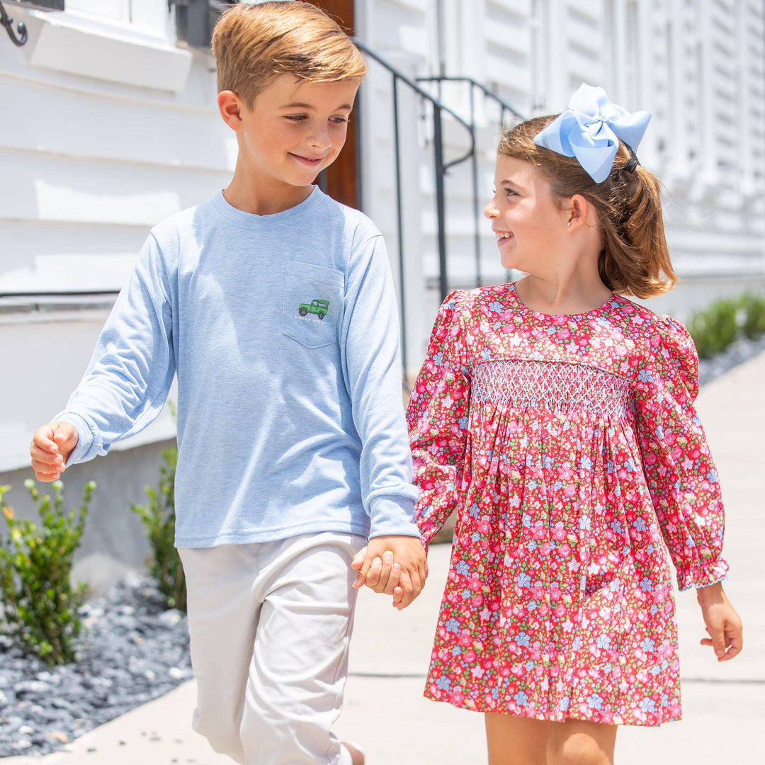 Girls Smocked Dress - Scarlet Blooms