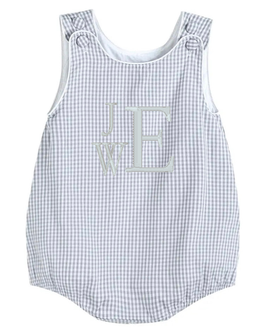 Olivia Ellis- Classic Gray Gingham Baby Bubble Romper