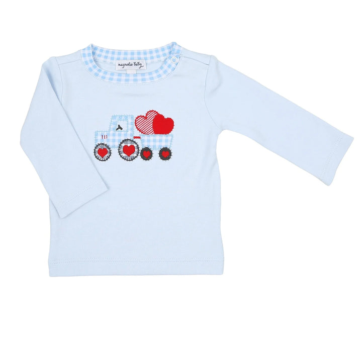 Tractor-Full of Love Applique Long Sleeve T-Shirt