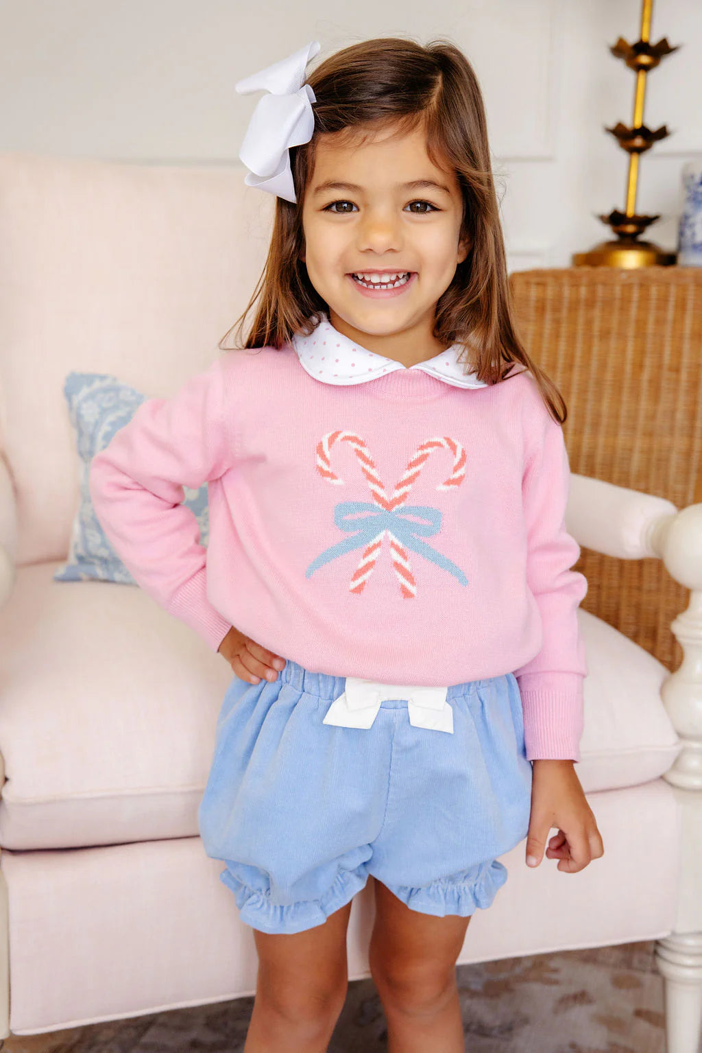 Isabelle's Intarsia Sweater- Hamptons Hot Pink/Candy Canes