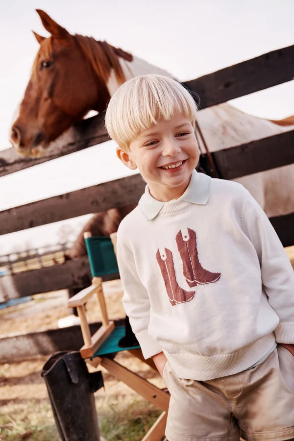 Isaac's Intarsia Sweater - Palmetto Pearl/Cowboy Boot