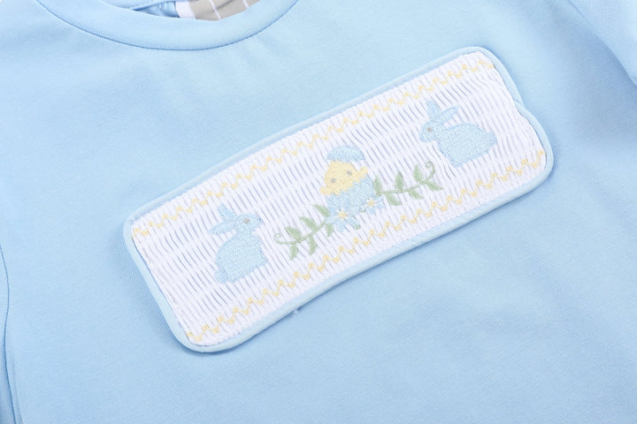 Easter Smocked T-shirt & Shorts Set- Light Blue