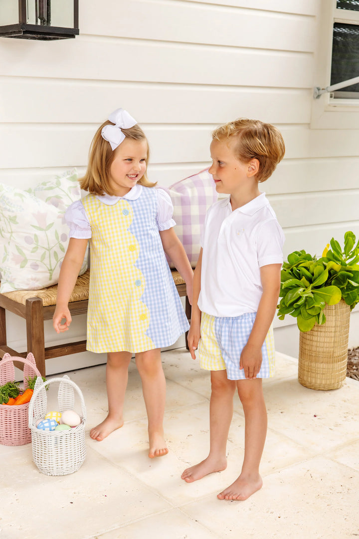 Kennedy Colorblock Dress- Lake Worth Yellow Gingham & Buckhead Blue Gingham