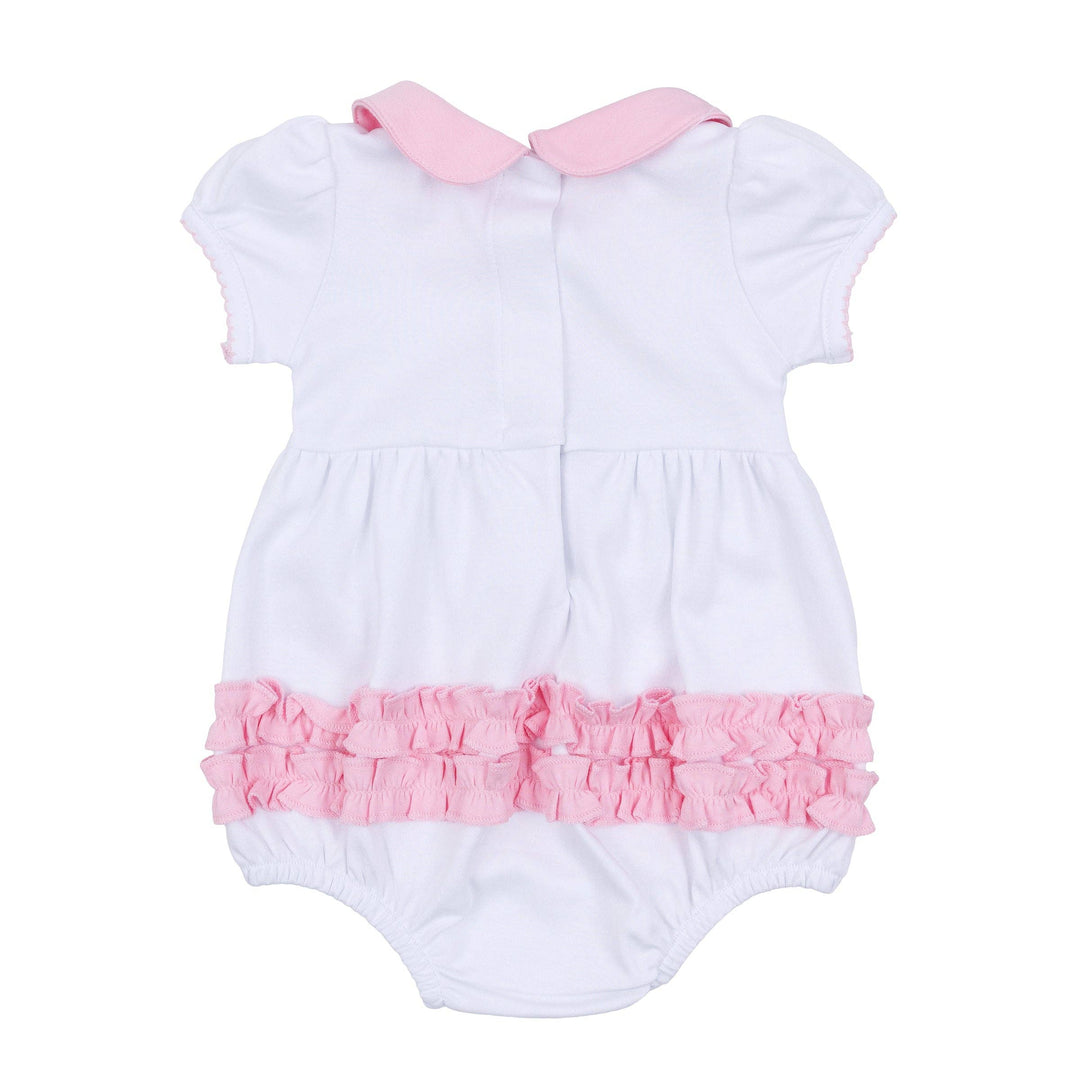 Precious Pumpkins Collared Ruffle Short Sleeve Bubble - Pink