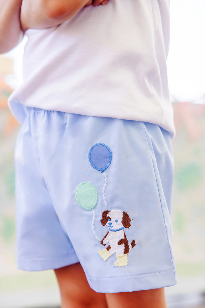 Shelton Shorts- Beale Street Blue with Worth Avenue White Stork & Dog Applique