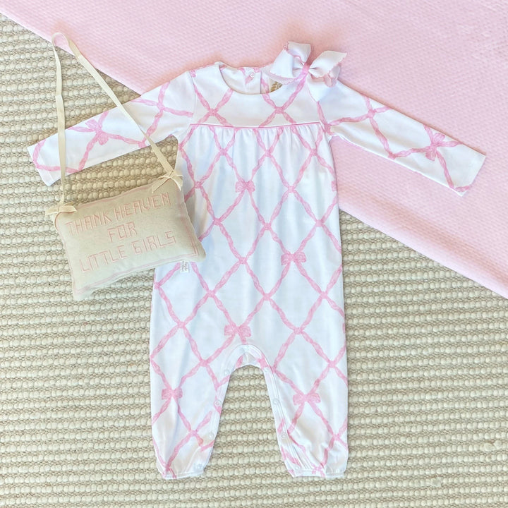 LS Penny's Playsuit- Belle Meade Bow/Pier Party Pink