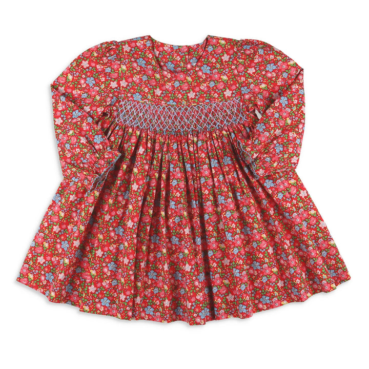 Scarlet Blooms Smocked Dress