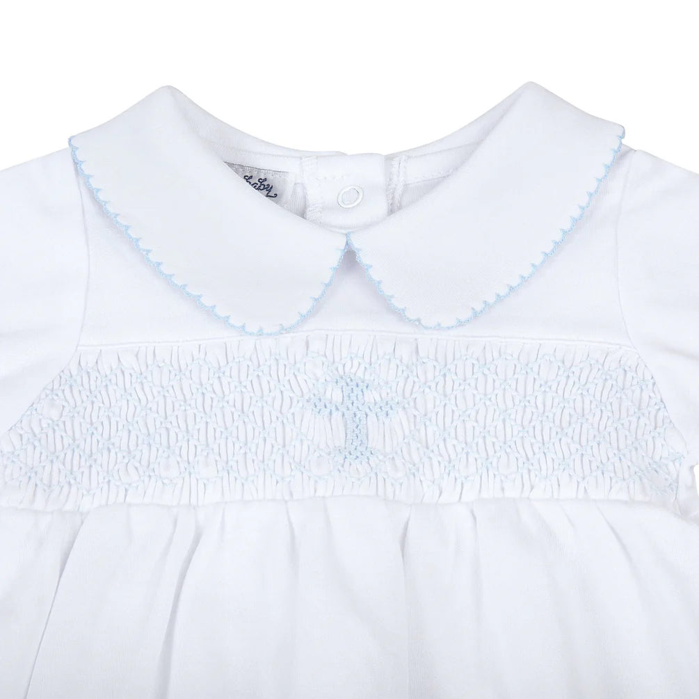 Blessed Smocked LS Gown- Light Blue