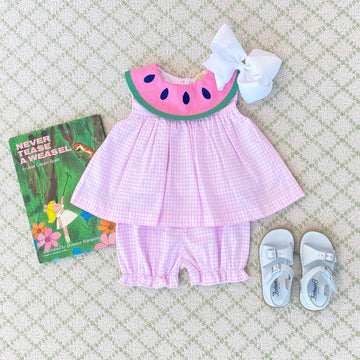 Sleeveless Tabitha's Teacher's Pet Set- Greenbrier Gingham Watermelon