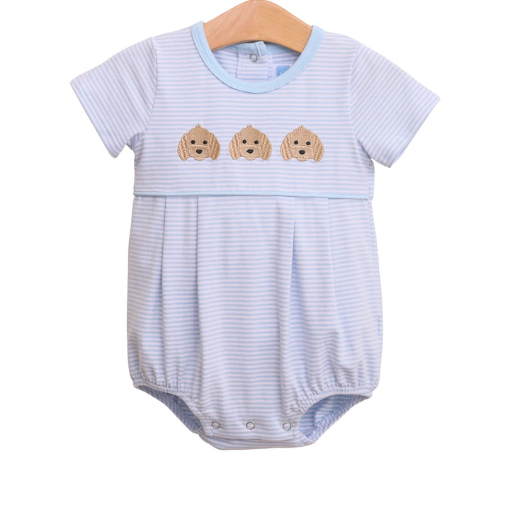 Puppy Trio Embroidery Bubble- Blue