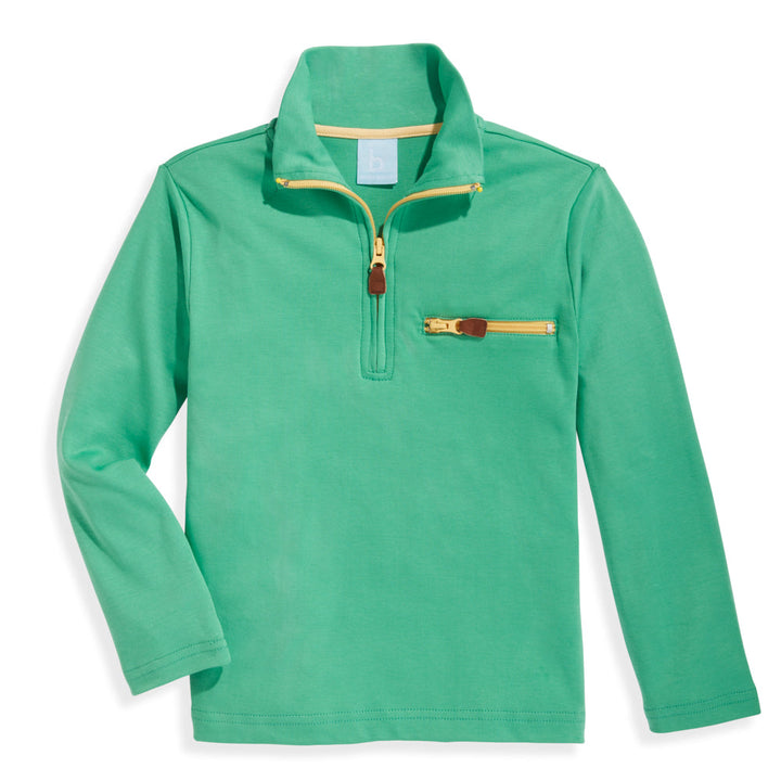 Pima Half Zip with Pocket - Green with Yellow