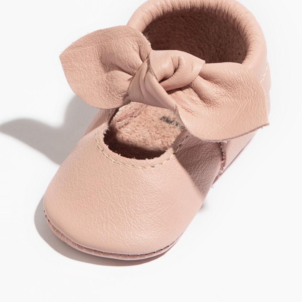 Blush Knotted Bow Baby Shoe- Soft Sole