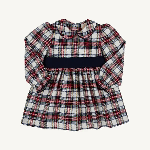 Long Sleeve Cindy Lou Sash Dress - Paris Pike Plaid with Nantucket Navy