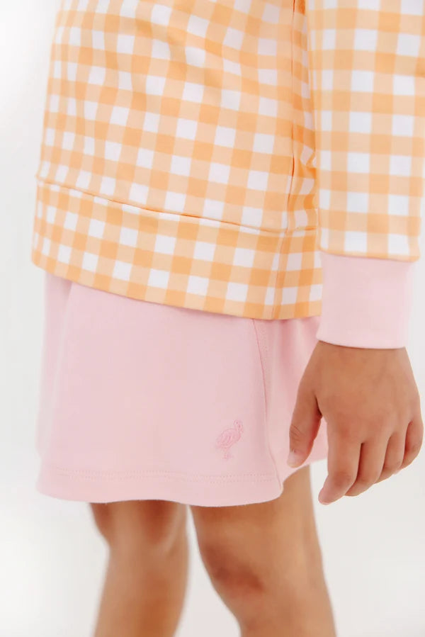Maude's Ruffle Cassidy Comfy Crewneck - Seashore Sherbet Gingham with Sandpearl Pink