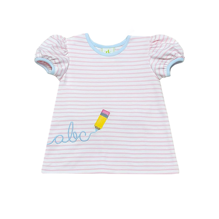 Calligraphy Pam's Play Blouse - Pink Thin Stripe