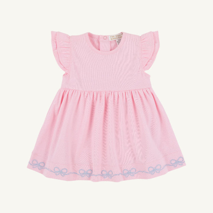 Daisy's Diaper Cover Dress-Pier Party Pink with Beale Street Blue Embroidery