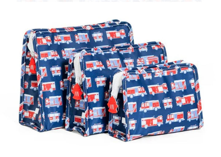 Small Roadie Zip Pouch - Fire Engines