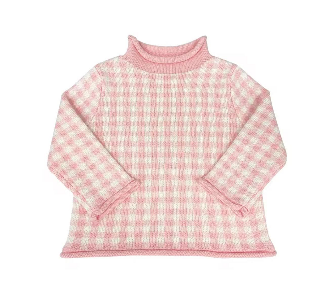 Rollneck Sweater - Pink Gingham
