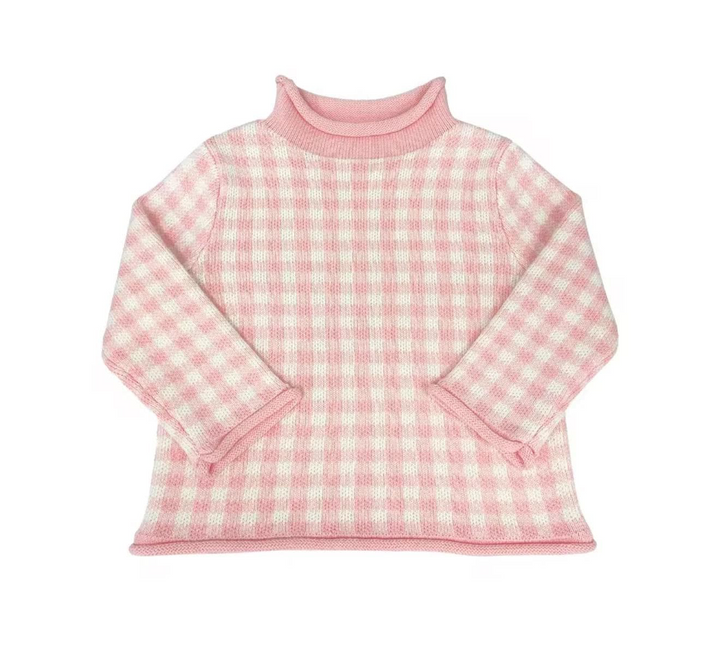 Rollneck Sweater - Pink Gingham