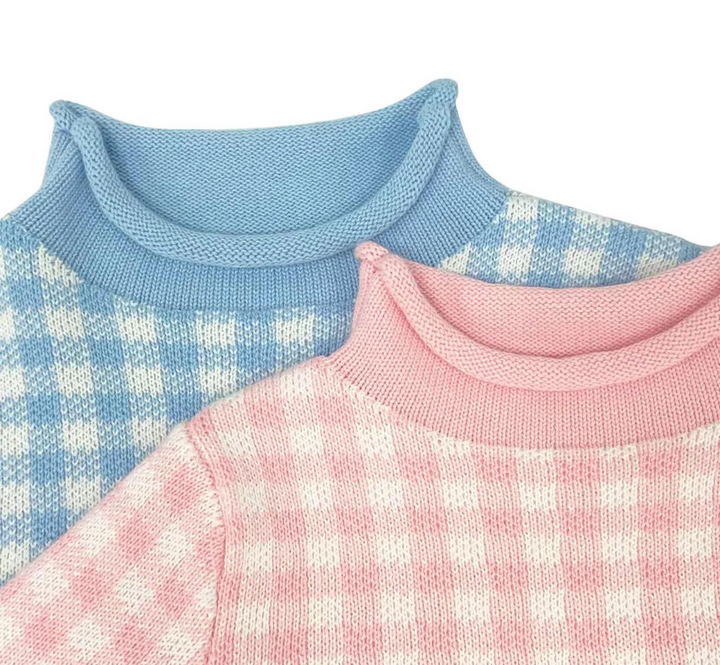 Rollneck Sweater - Pink Gingham