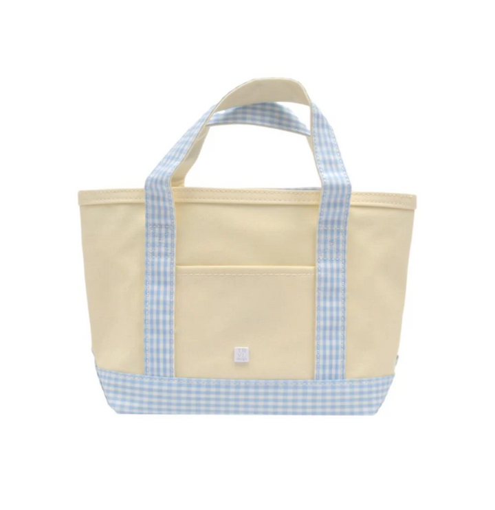 Mini Tote Coated Canvas - Natural with Gingham Mist Trim
