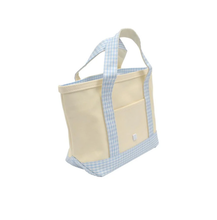 Mini Tote Coated Canvas - Natural with Gingham Mist Trim