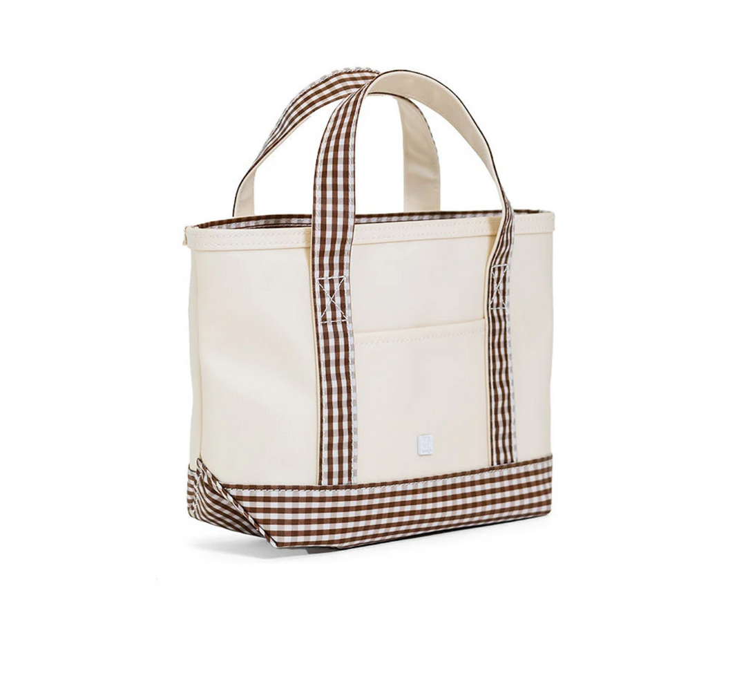 Mini Tote Coated Canvas - Natural with Gingham Coco Trim