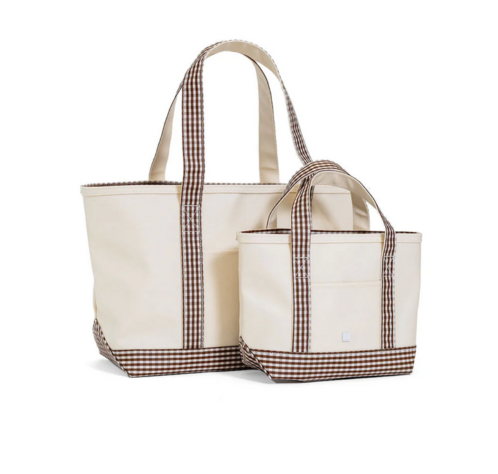 Mini Tote Coated Canvas - Natural with Gingham Coco Trim