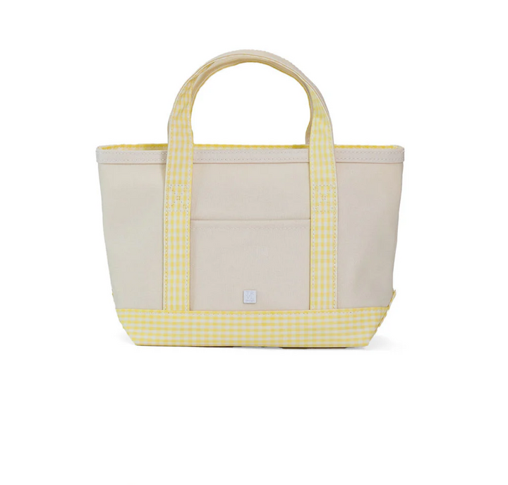 Mini Tote Coated Canvas - Natural with Gingham Buttercup Trim