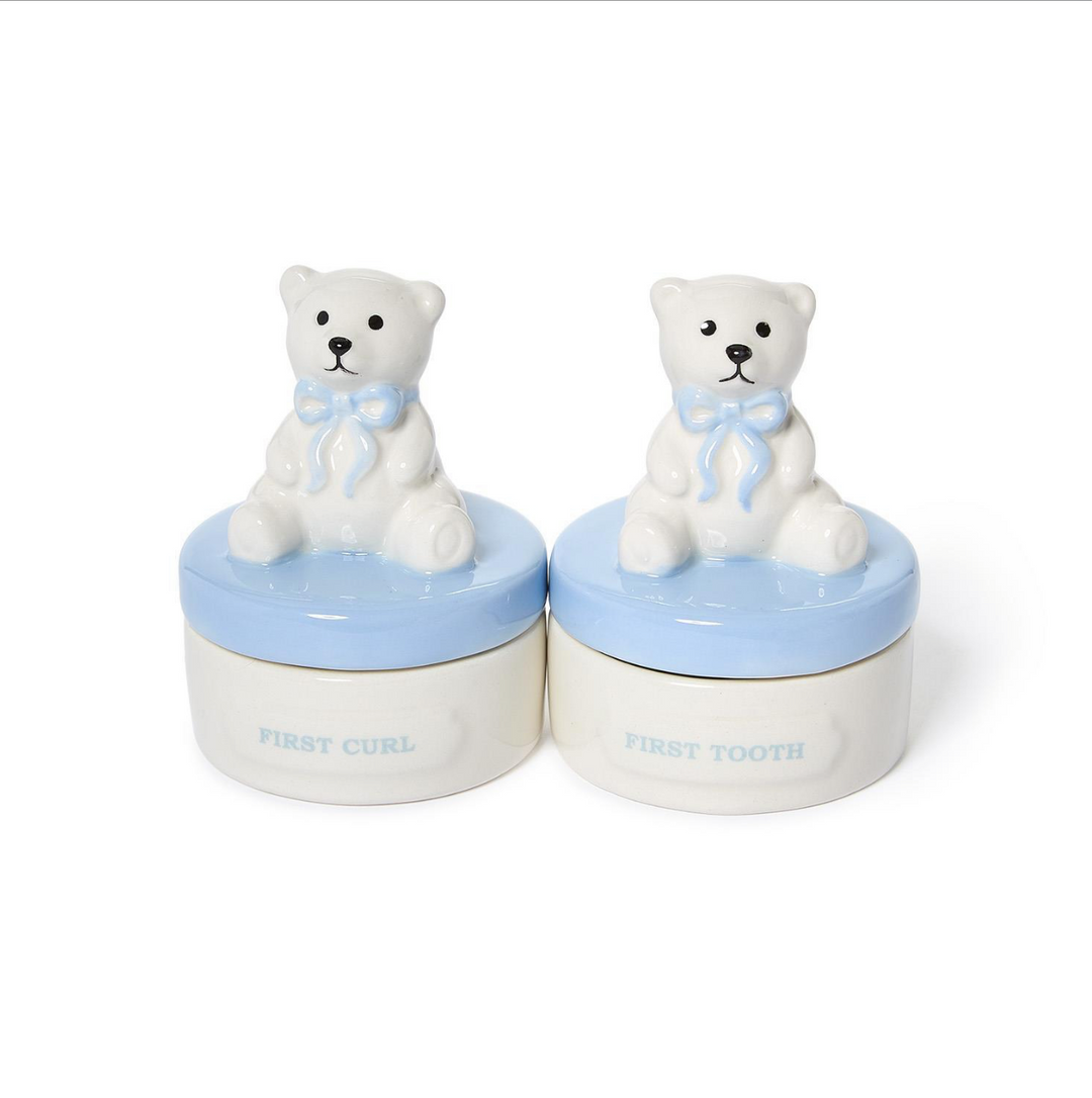 Beary Sweet First Tooth and First Curl Keepsake Box Set - Blue