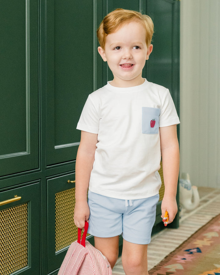 Apple Blossoms Soft Blue Boy Short Set