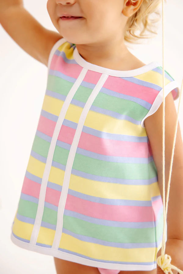 Mary Simms Bloomer Set - Samford Stripe (Hamptons Hot Pink) with Worth Avenue White