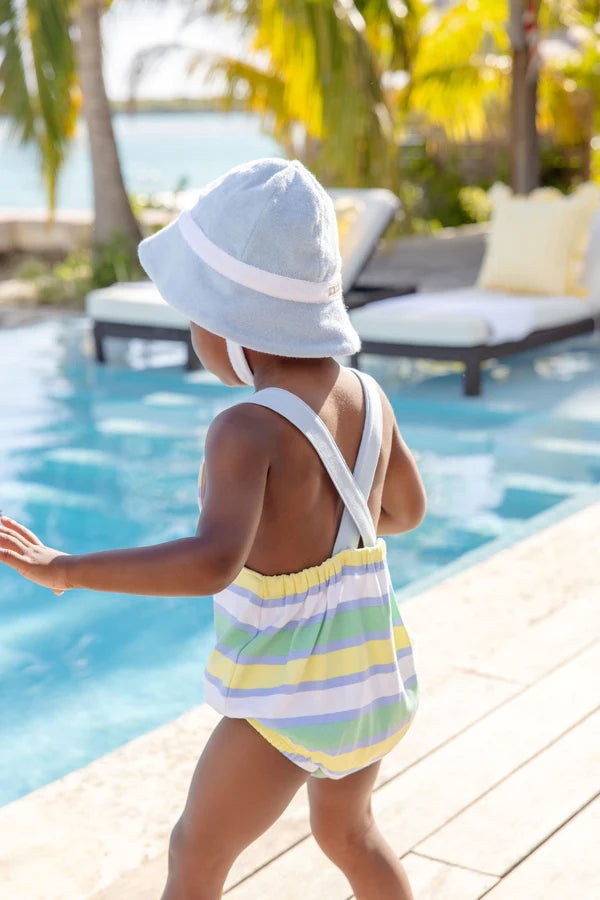 Stillman Sunsuit - Samford Stripe (Worth Avenue White) with Beale Street Blue