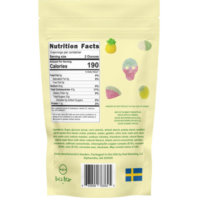 Swedish Candy Mix, Sour Apple, Pineapple, and Watermelon