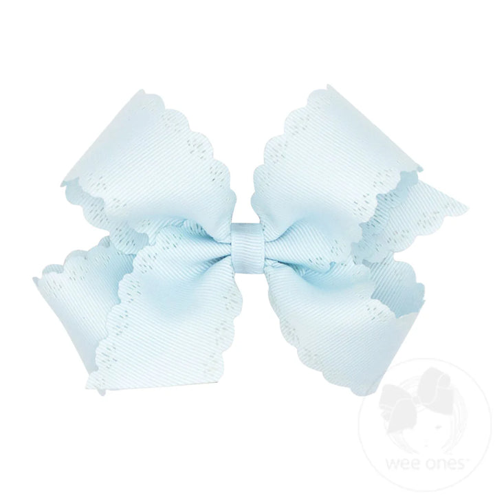 Medium Grosgrain Bow with Eyelet Flower - Embossed Edges